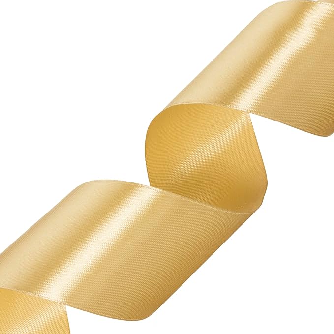 YASEO 2 Inch Champaign Gold Solid Satin Ribbon, 50 Yards Craft Fabric Ribbon for Gift Wrapping Floral Bouquets Wedding Party Decoration