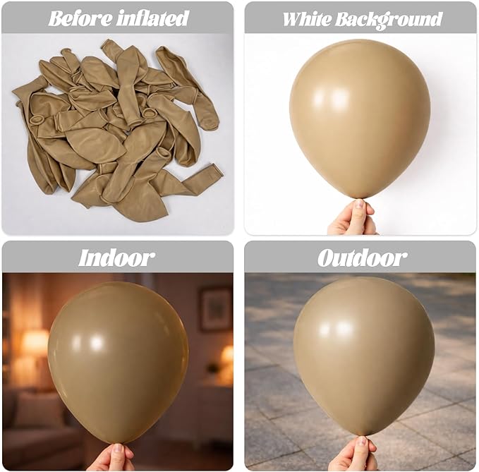 Voircoloria 90pack Khaki Balloons Different Size 18/12/10/5 Inch Khaki Balloon Garland Arch Kit for Graduation, Wedding, Birthday, Princess Theme Party, Baby Shower, Anniversary Party Decorations