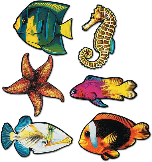 Beistle 55695, 6 Piece, 14.25"-16.75", Fish Cutouts - 6 Pack