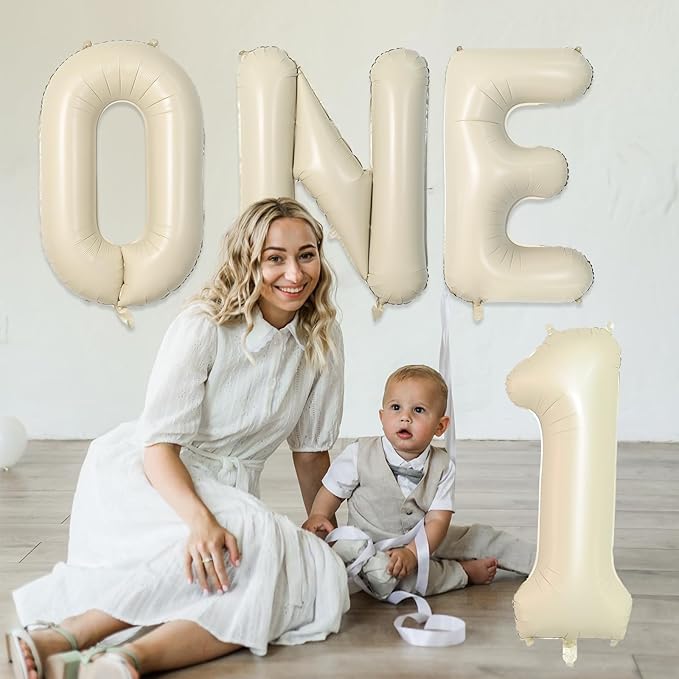 Biapian 40 Inch Giant Cream T Foil Balloons - Big Single Alphabet A-Z, Beige Large Aluminum Balloons for Birthday, Baby Shower, Wedding, Anniversary Party Decoration