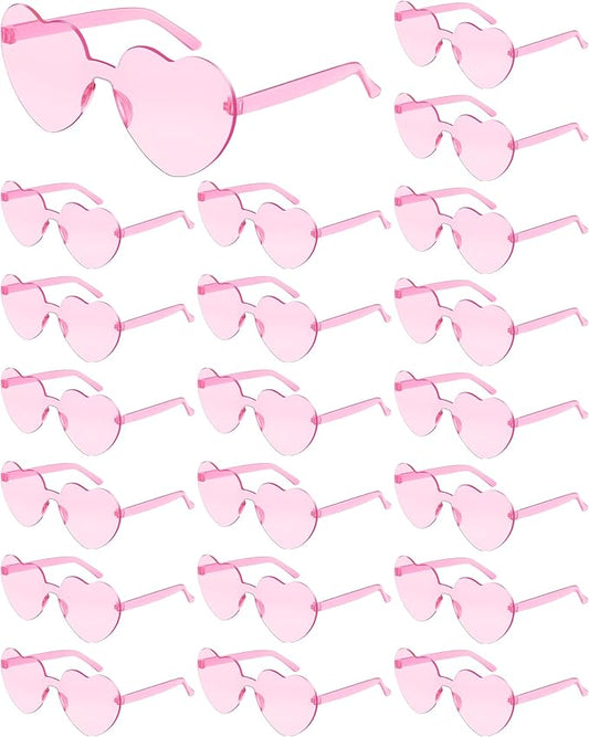 Frienda 20 Pairs Heart Shaped Sunglasses Rimless Candy Color Glasses for Women Men Party Favor