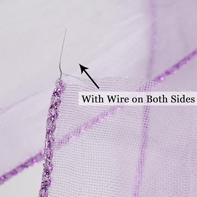 HUIHUANG Purple Crinkle Wired Ribbon 2.5 inch Metallic Crinkle Lavender Wreath Ribbon for Gift Wrapping Basket Bows Making DIY Crafts Home Decor - Continuous 10 Yards
