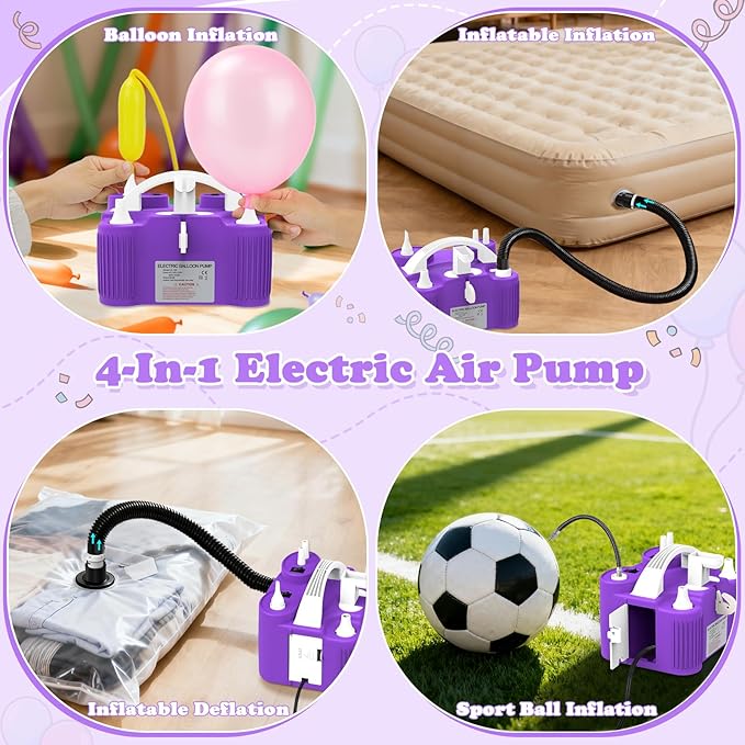 AXHJ Electric Balloon Pump, Portable Electric Air Balloon Pump Dual Nozzle Air Blower Pump, Balloon Inflator for Party Decorations