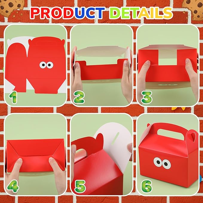 Marspark 24 Pack Cartoon Party Gift Boxes for Street Theme Birthday Supplies, Paper Cartoon Candy Treat Boxes for Anime Themed Birthday Party Decorations (Eyes Pattern)