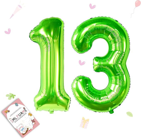 40 inch Number Balloon 0-9 Green Large Number 13 Balloons,Digital Balloons for Birthday Party Celebration Decorations Supplies, Helium Foil Number Balloons for Wedding Anniversary
