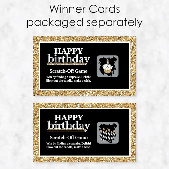 Big Dot of Happiness Adult Happy Birthday - Gold - Birthday Party Game Scratch Off Cards - 22 Count