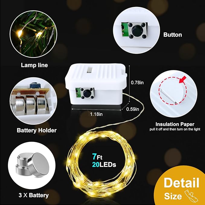 pozzolanas 24 Pack 7ft Waterproof LED Fairy Lights - Battery Operated String Lights with 20 LEDs for Home, Mason Jar, Party, Wedding, Halloween, Christmas Decorations (12 White & 12 Warm White)