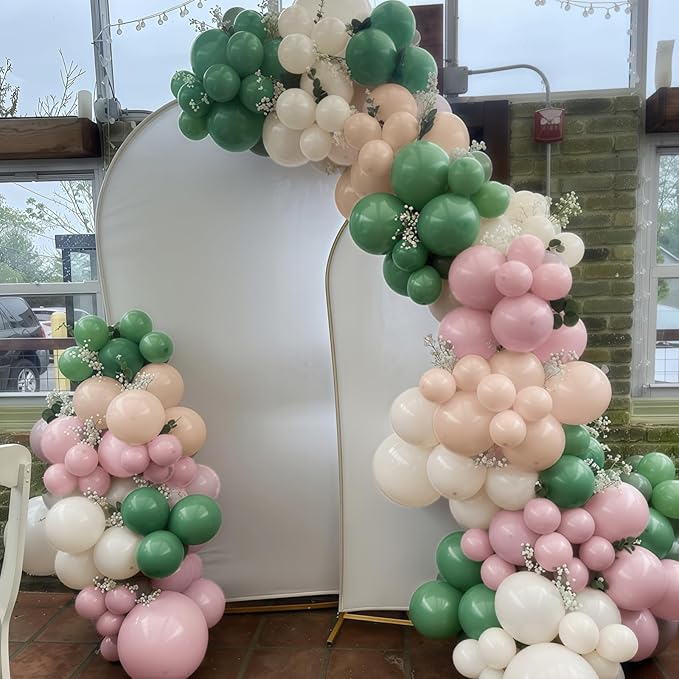 Sage Green and Pink Balloons, Dusty Green Pastel Pale Pink Light Orange Ivory White Metallic Gold Balloon with Confetti Balloon for Boho Birthday Party Baby in Bloom Flower Baby Shower Tea Decorations