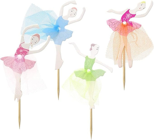 "Honbay 24PCS Double Sided Ballet Dancer Cupcake Toppers Cake Decoration Fruit Picks for Wedding, Birthday, Themed Party"
