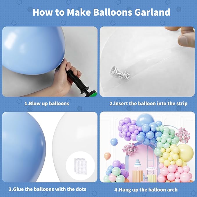 Pastel Balloons Arch Kit,Rainbow Balloon Garland,18 12 10 5 Inch Different Sizes Pastel Latex Balloons for Birthday Spring Easter Baby Shower Wedding Anniversary Party Decorations