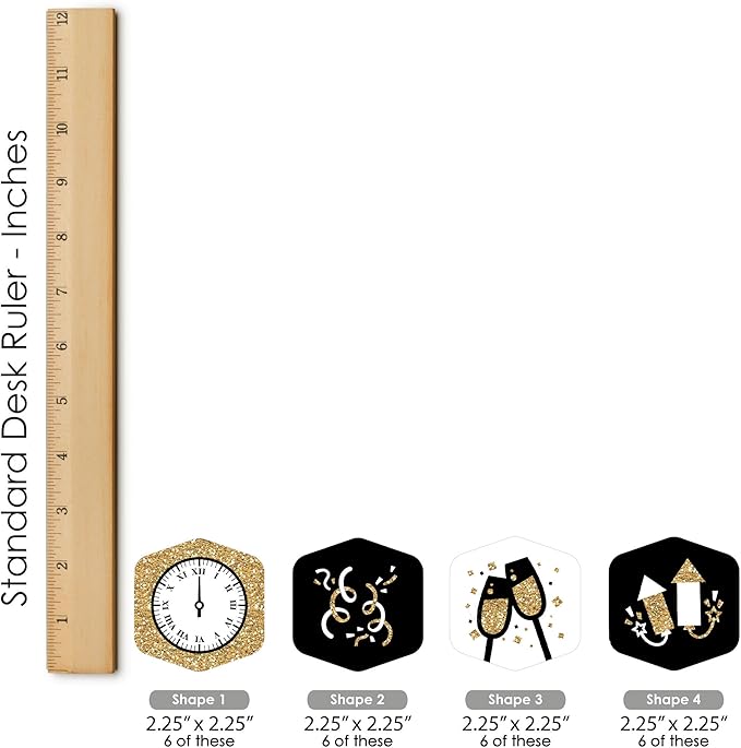 Big Dot of Happiness New Year’s Eve - Gold - New Years Eve Party Scavenger Hunt - 1 Stand and 48 Game Pieces - Hide and Find Game