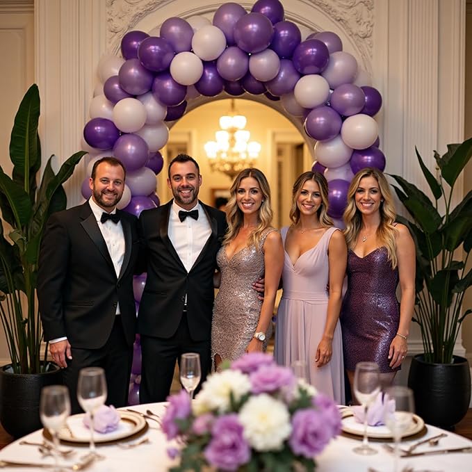 412Pcs Purple Balloon Garland Arch Kit,18 12 10 5 Inch Different Size Lavender Latex Metallic Silver Balloons for Butterfly Birthday Girls Women Wedding Birthday Baby Shower Party Decorations