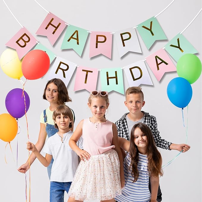 Happy Birthday Banner Party Banner Birthday Hanging Decoration for Women Men Girls Boys Adults Pets Party Backdrop Wall Decor Party Supplies