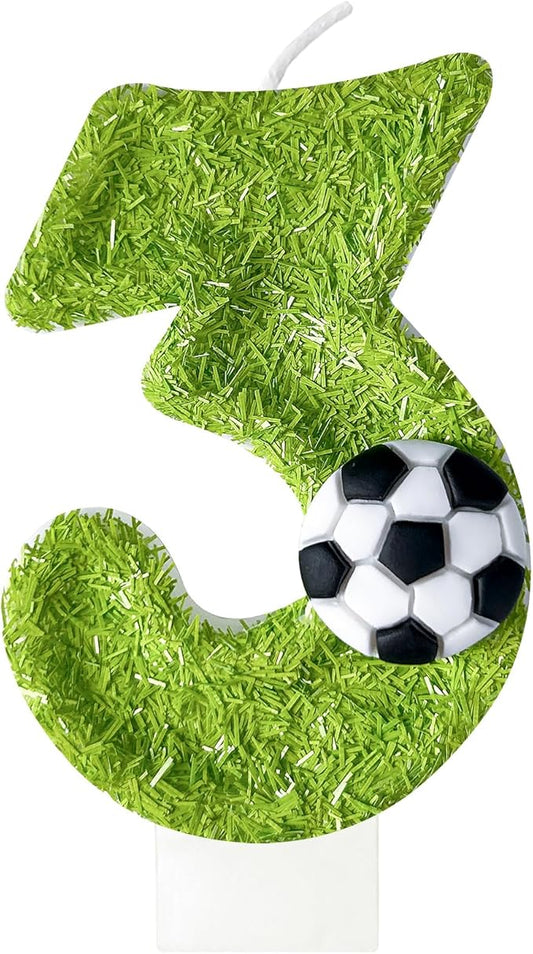 3rd Birthday Candles，Soccer Birthday Decorations，Suitable for Girl and boy Cake Toppers, Wedding Cakes, Anniversaries, Party Celebrations, Birthday Decorations