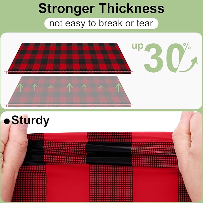misaya 5 Packs Christmas Buffalo Disposable Table Cloth, 54 x 108 Inch Waterproof Plastic Tablecloth, Rectangle Black and Red Checkered Table Covers for Picnic, Birthday, Party