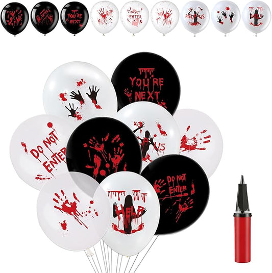 Leesoot 72pcs 12inch Scary Latex Balloons, Eye Blood Splatter Horror Balloon for Halloween Birthday Bloody Party Spooky Party Terror Decoration Vampire Haunted House Party Supplies With Tools
