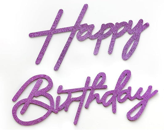 Purple Happy Birthday Sign for Backdrop - Glitter Purple Happy Birthday Letters Felt Sign Remove for Balloon Arch Party Balloon Arch Backdrop Decorations for Birthday Party Baby Shower