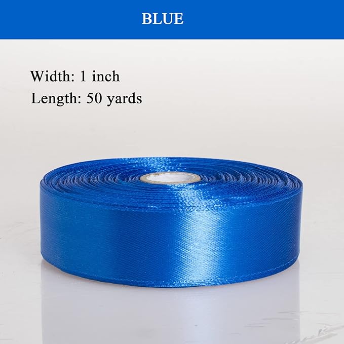 YASEO 1 Inch Royal Blue Solid Satin Ribbon, 50 Yards Craft Fabric Ribbon for Gift Wrapping Floral Bouquets Wedding Party Decoration