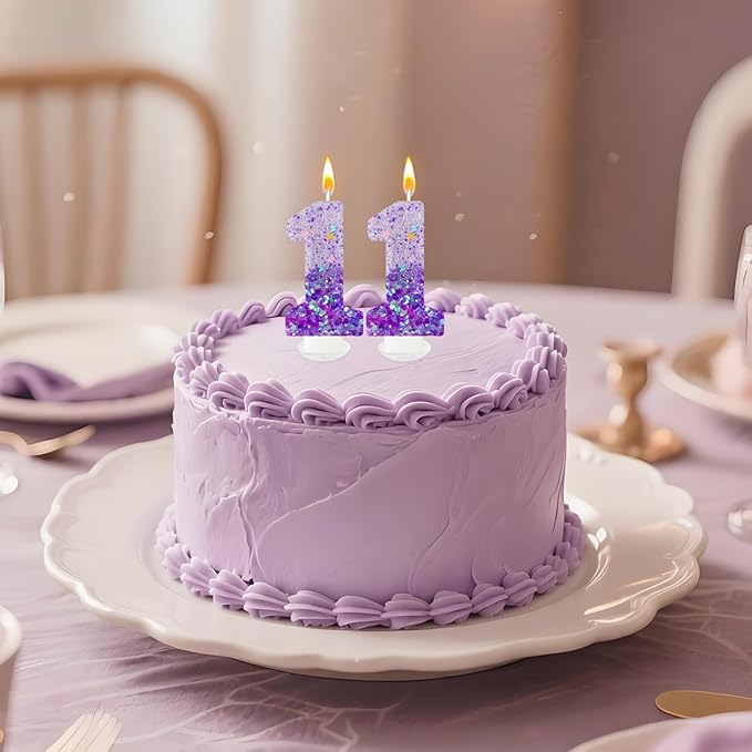 Purple Sequin Birthday Candles, Cake Number Candles, Girls 0th Birthday Decorations, Suitable for Birthday Parties, Anniversary Party Decorations(1)