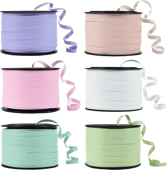 BEISHIDA 6 Assorted Colors Curling Ribbons Balloon String Ribbons - Pastel Colors 6 Rolls for Gift Warppping Birthday Easter Party Decorations