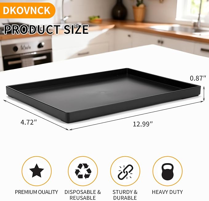 Plastic Serving Tray for Party Supplies Serving Platter for Food Reusable Platters for Catering Snack Fruit Charcuterie Appetizer Hosting Essentials (3pcs Black, 13.8 ×9.8 in)