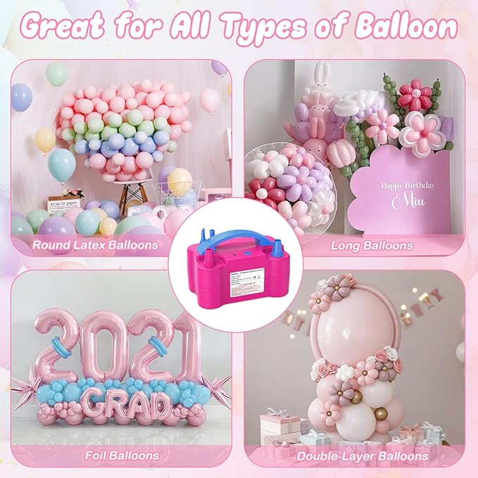 AXHJ Balloon Pump Electric, Rechargeable Cordless Balloon Air Pump with Type-C, Blower Inflator for Long Balloons, Foil Twisty Animal Latex Balloons in Birthday Party for Decorations