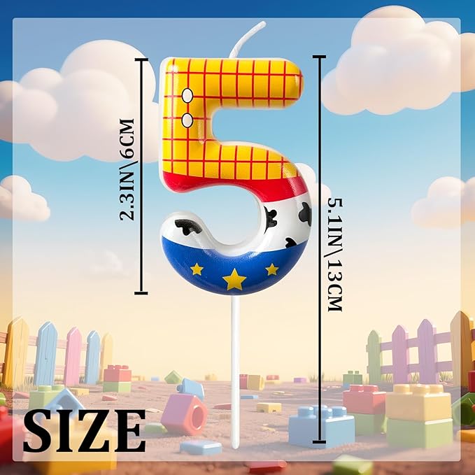 Toys Inspired Game Birthday Number Candles, Cartoon Story Number Candles, Cartoon Cake Decorations, Birthday Decoration Supplies, Suitable for Boys and Girls Party Celebrations (5) (Number 5)