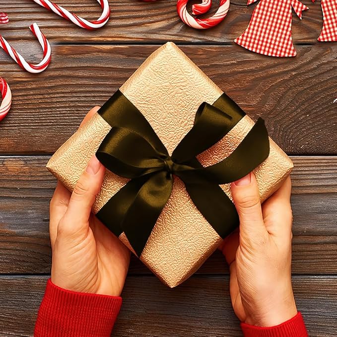 Satin Brown Ribbon for Gift Wrapping - 1 Inch 25 Yards, Maroon, Christmas, Decoration, Bow, Floral, School Themed