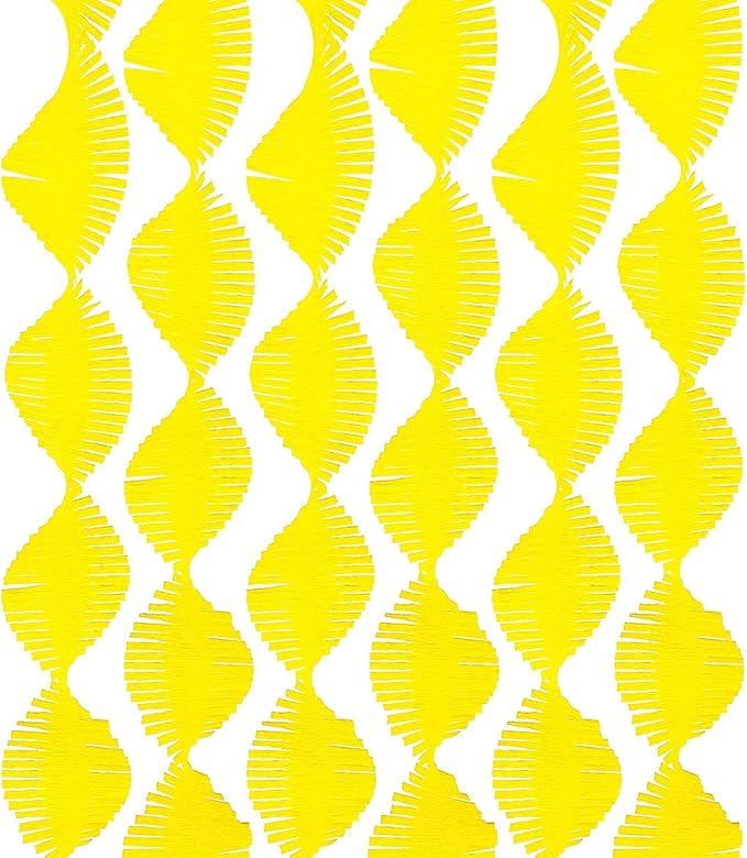 Yellow Crepe Paper 6 Pcs Streamers for Party Decorations, Birthday Wedding DIY Crafts, Gift Wrapping Supplies