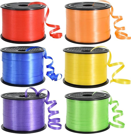 TONIFUL Rainbow Curling Ribbon-6 Assorted Colors Balloon Curling Ribbons Set-600 Yards Balloon String for DIY Decor,Gift Wrapping,Ribbons and Bows for Christmas New Year Birthday Gifts Supplies