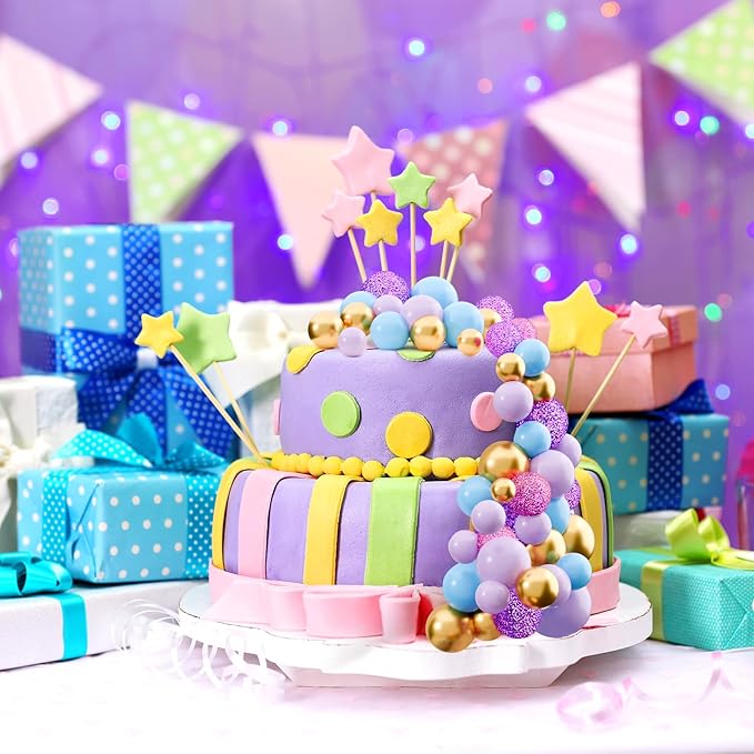 60Pcs Glitter Cake Balls Decorations Foam Cake Topper Balls Mini Balloon Cupcake Toppers for Cake Decorating Birthday Baby Shower Party (Glitter Purple Pink Blue)