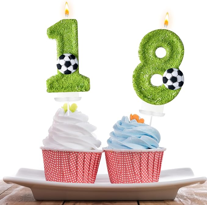 8th Birthday Candles，Soccer Birthday Decorations，Suitable for Girl and boy Cake Toppers, Wedding Cakes, Anniversaries, Party Celebrations, Birthday Decorations