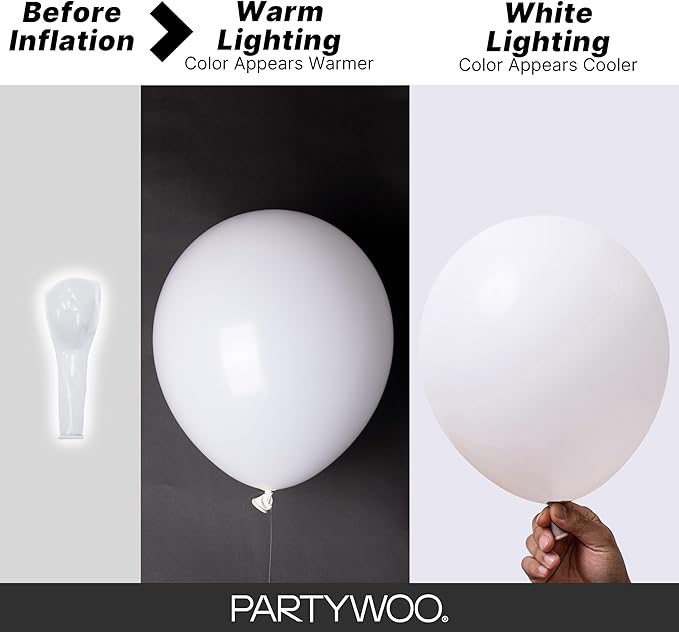PartyWoo White Balloons 140 pcs Different Sizes of 18 12 10 5 Inch White Balloons Arch Kit Garland for Wedding Baby Shower Birthday Bridal Shower Graduation Engagement Party Decorations White-Y13