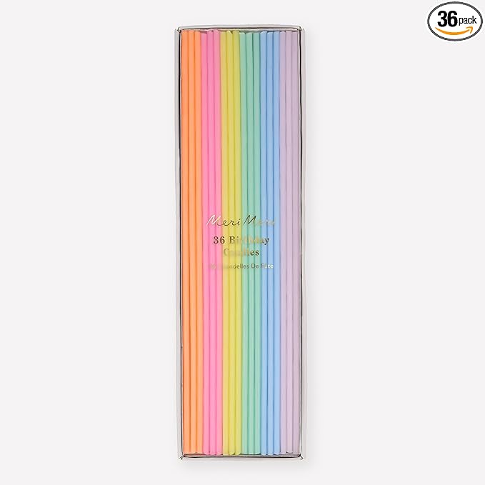 Meri Meri Super Skinny Tall Cake Candles (Pack of 36), 8" Tall, Unscented, Candles