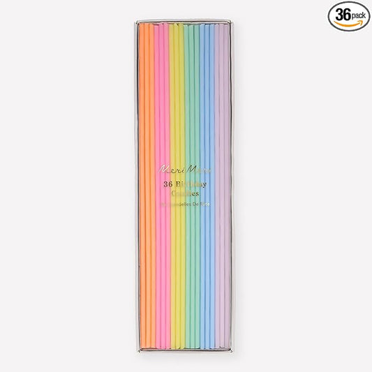 Meri Meri Super Skinny Tall Cake Candles (Pack of 36), 8" Tall, Unscented, Candles