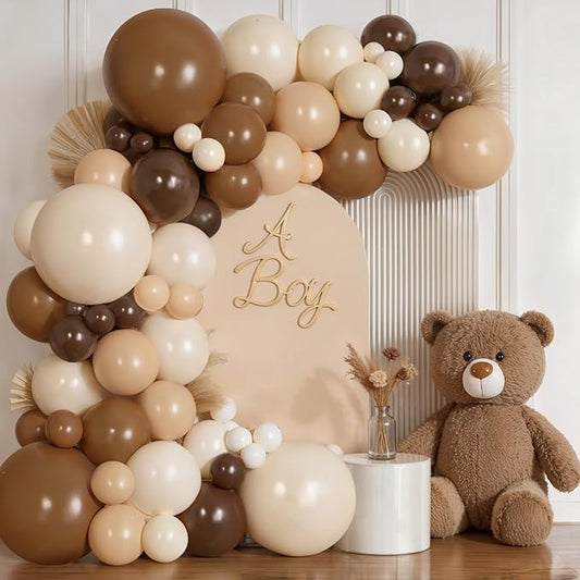 Brown Neutral Balloon Arch Kit, Brown Balloons with Nude Tan Brown Beige Latex Balloons and Coffee Brown Balloons for Birthday Cowboy Party Wedding Engagement Decorations