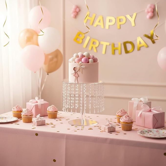 Cake Stands for Party, Clear Acrylic Cake Stand for Dessert Table, 12.2in Round Crystal Cake and Cupcake Stand for Wedding Birthday Party Event Decorations