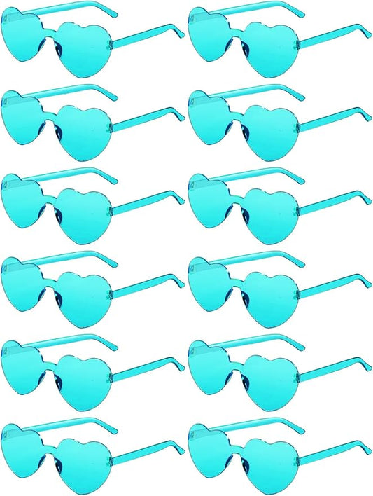 12 Pairs Heart Shaped Sunglasses for Women Colorful Glasses Fun Trendy Transparent Heart Sunglasses Party Favor