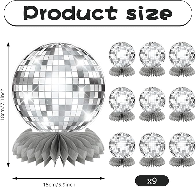 Disco Centerpieces for Tables Silver 70s Party Decorations Flat Disco Ball Décor for Classroom Birthday Wedding (Not Ball)