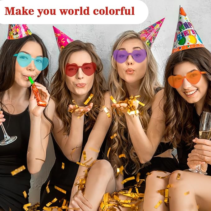 14 Pack Heart Sunglasses, Heart Shaped Sunglasses, Heart Glasses Bulk for Women, Rainbow Sunglasses for Valentine