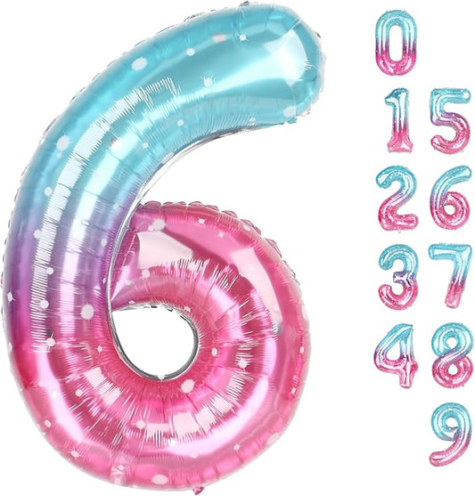 Number 6 Balloon 40 Inch, 6 7 Six Seven Birthday Decorations, 6th Birthday Balloon for Boy Girl, Pink Purple Blue 16 60 61 65 Balloons Party Wedding Events Decorations