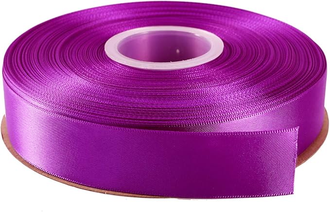 ITIsparkle 1" Inch Double Faced Satin Ribbon 50 Yards-Roll Set for Gift Wrapping Scrap Books Party Favor Hair Braids Baby Shower Decoration Floral Arrangement Craft Supplies, Purple Ribbon