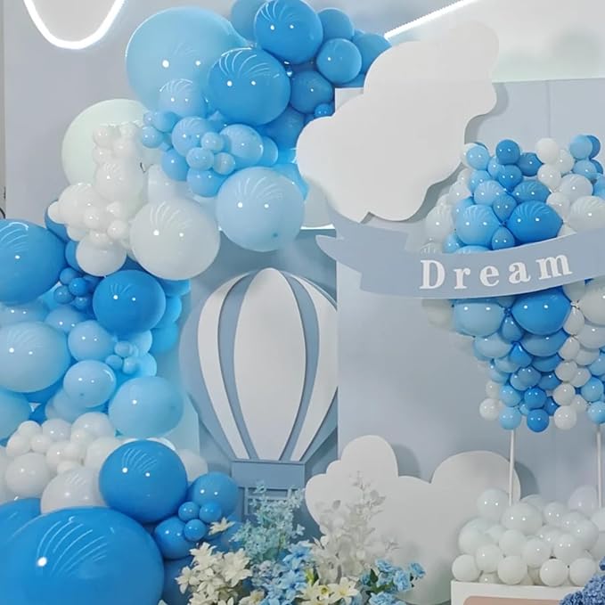 Voircoloria 105pcs Blue Balloons 12inch Party Latex Balloons for Boys Girls Birthday Baby Shower Gender Reveal Wedding Sunflower Party Decorations