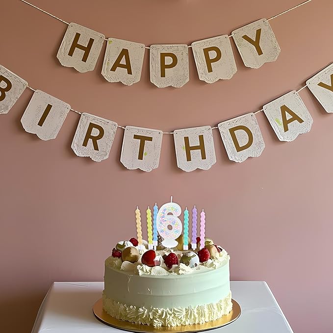 Number Birthday Candle with 12PCS Spiral Candles and A Birthday Card - Perfect for Celebrating Birthdays (Macaron Glitter, Number 6)