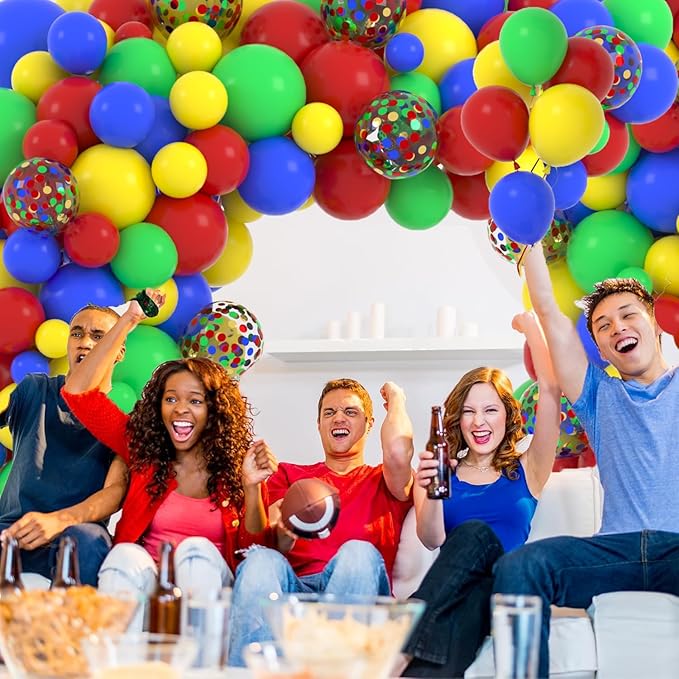 Red Yellow Blue Green Balloon Garland Arch Kit - Royal Blue and Yellow Balloons Green Balloons for Robot Hero Birthday Decorations Carnival Circus Graduation Party Decorations
