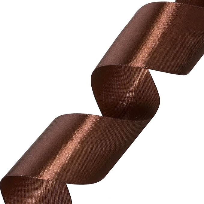 YASEO 2 Inch Brown Solid Satin Ribbon, 50 Yards Craft Fabric Ribbon for Gift Wrapping Floral Bouquets Wedding Party Decoration