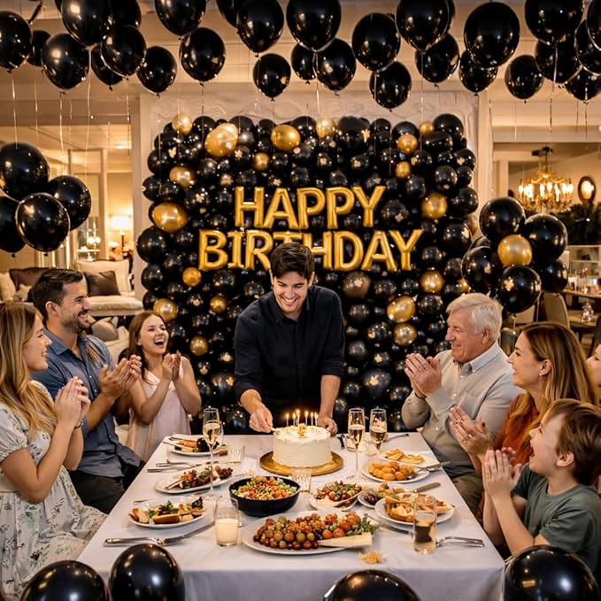 Black Balloons 100 Pack, 12 Inch Round Latex Party Balloons, Black Balloon Helium, Black Themed Graduation Halloween Birthday New Years Backdrop Prom Party Decorations