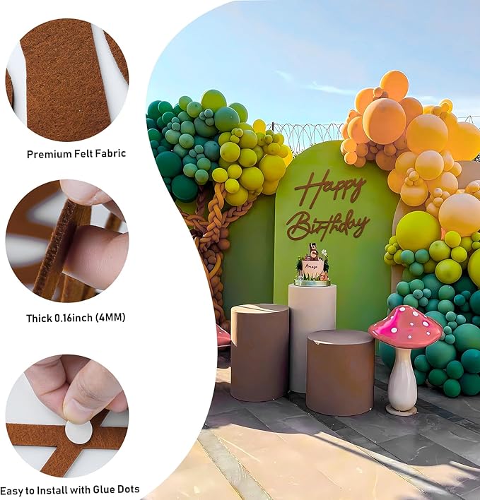 Brown Happy Birthday Sign for Birthday Arch Backdrop - Felt Happy Birthday Letters for Balloon Banner Backdrop Wall Decorations for Birthday Banner for Women, Men, Kids