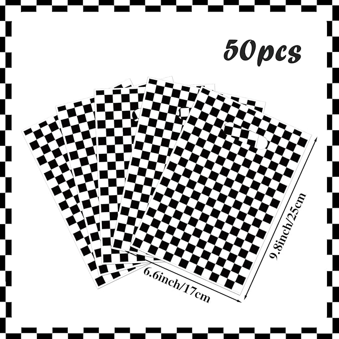 Hxezoc 50 Pieces Race Car Party Bags Plastic Checkered Bags Practical Gift Bags Car Party Favors for Race Car Theme Birthday Party Decoration Supplies