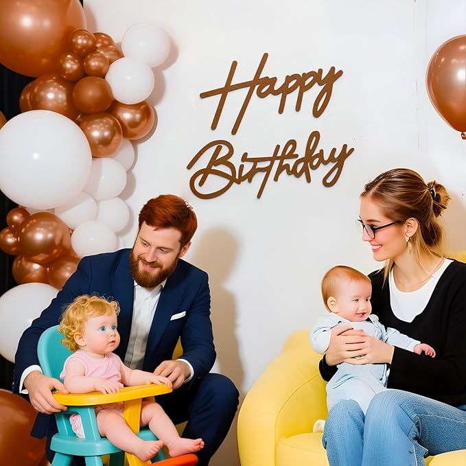 Brown Happy Birthday Sign for Birthday Arch Backdrop - Felt Happy Birthday Letters for Balloon Banner Backdrop Wall Decorations for Birthday Banner for Women, Men, Kids